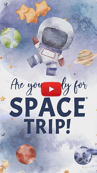 Space themed birthday party invitation